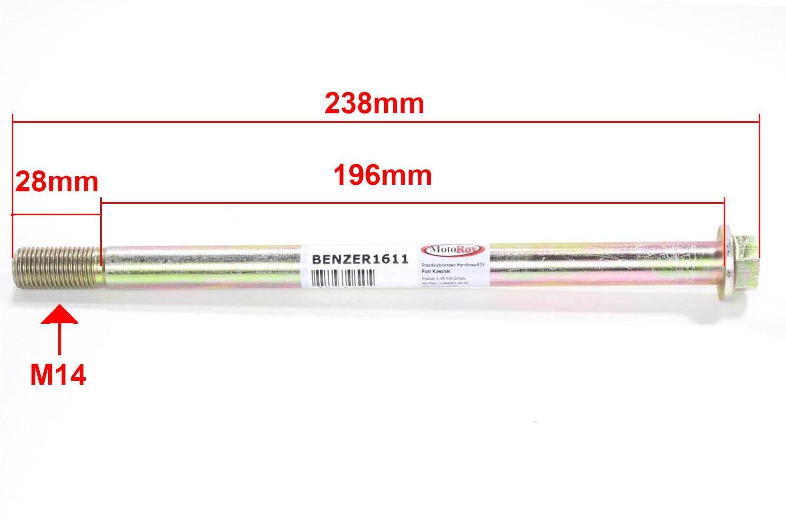 Ośka M14X238Mm Benzer Barton Street Zipp Gy6