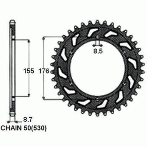 Zebatka napedzana stalowa sunstar sunr1-5698-43