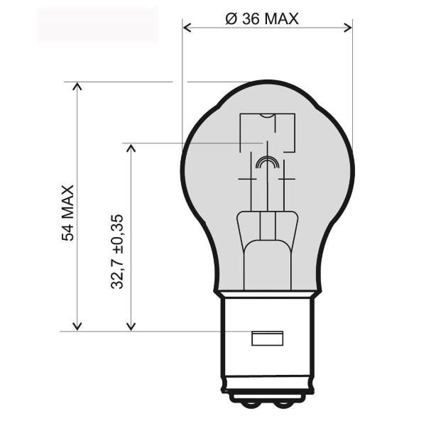 Żarowka 12v ba20d 35/35w biała RMS 24 651 0311