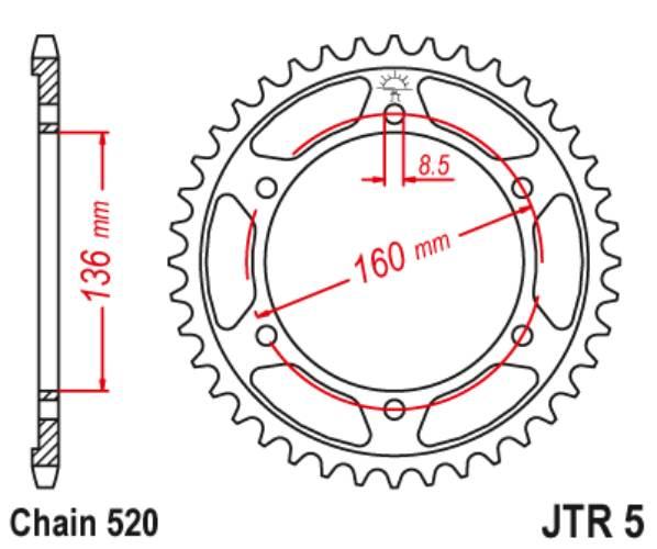 Zebatka napędzana jt jtr5.40