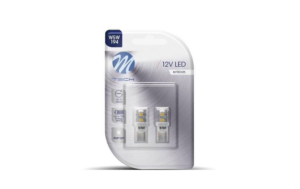 Żarówka biała 2x dioda led l018 w5w 9xsmd2835 m-tech LB018W