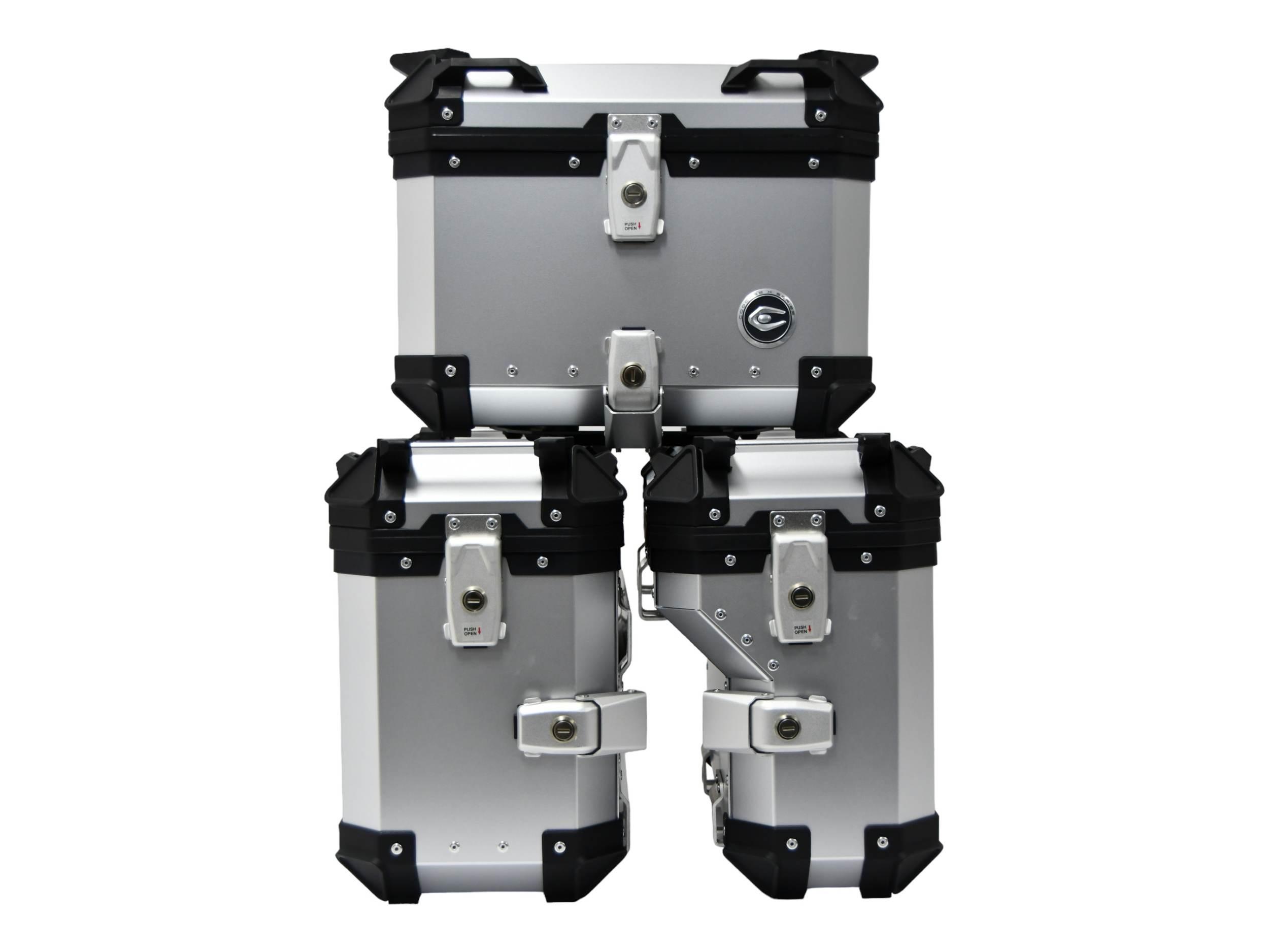 Zestaw 3 kufrów aluminiowych (30l asymetryczny + 36l + 45l) coocase