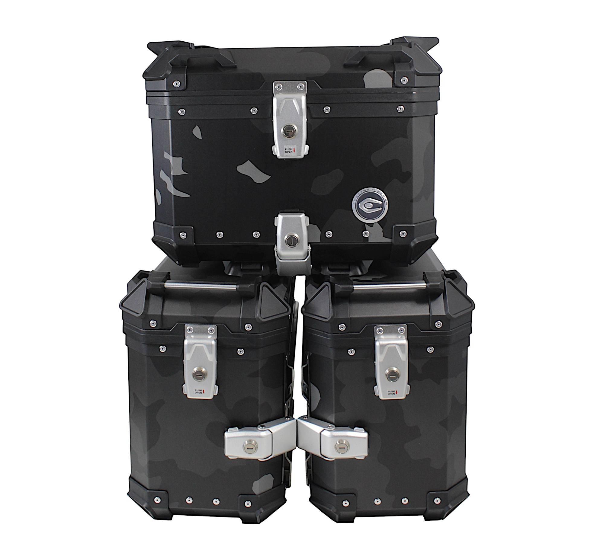 Zestaw 3 kufrów aluminiowych (2x36l symetryczne + 45l) coocase szary camo z