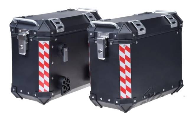 Kufer boczny aluminiowy czarny z zamkiem 2 szt