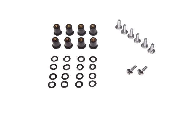 Tuleja śruba owiewka szyba srebrna 8szt | AW5356