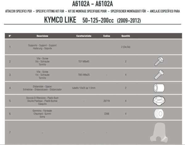 Mocowanie Szyby Kappa Kymco Like 50/125/200 Syka6102a