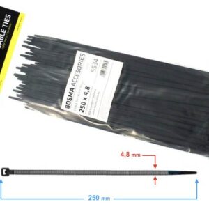 Opaska zaciskowa bosma 4,8*250 mm black 100 pcs 5534