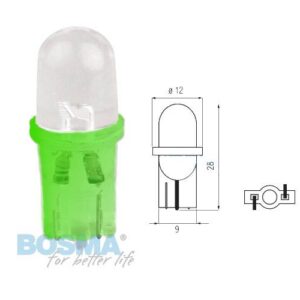 Żarówka bosma 12v 1*led standard t10 green mat blister