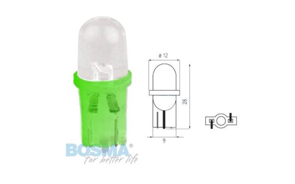 Żarówka bosma 12v 1*led standard t10 green mat blister