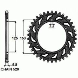 Zębatka Napędzana Aluminiowa Czarna Sunstar Sunr5-