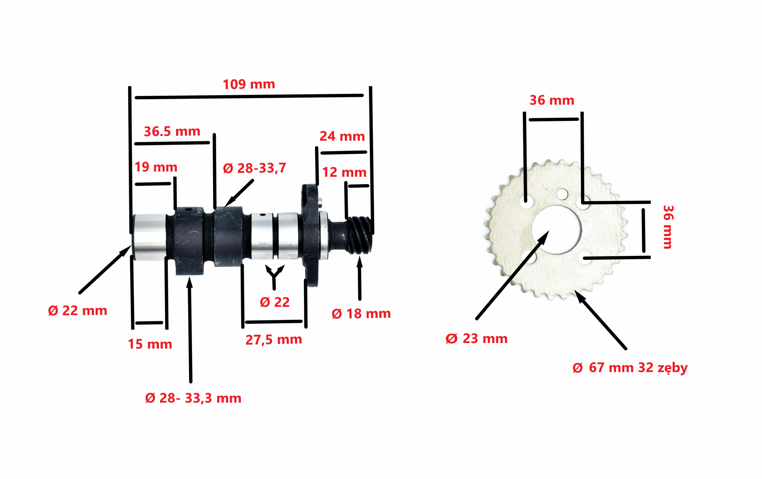 Wałek Rozrządu Z Zębatką Suzuki Gn Gz 125 Marauder Wałek Rozrządu Z Zębatką Suzuki Gn Gz 125 Marauder - obrazek 2