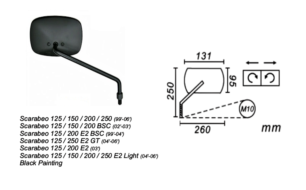 Lusterko Aprilia Scarabeo 125/150/200/250 Prawe Lusterko Aprilia Scarabeo 125/150/200/250 Prawe - obrazek 2