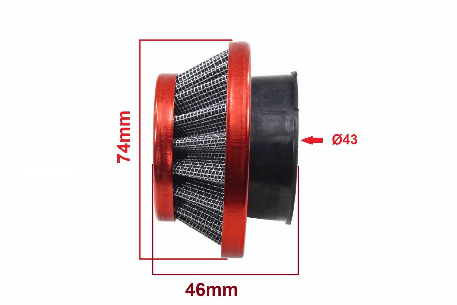 Filtr powietrza stożek fi 42mm pocket czerwony bri Filtr powietrza stożek fi 42mm pocket czerwony bri - obrazek 2