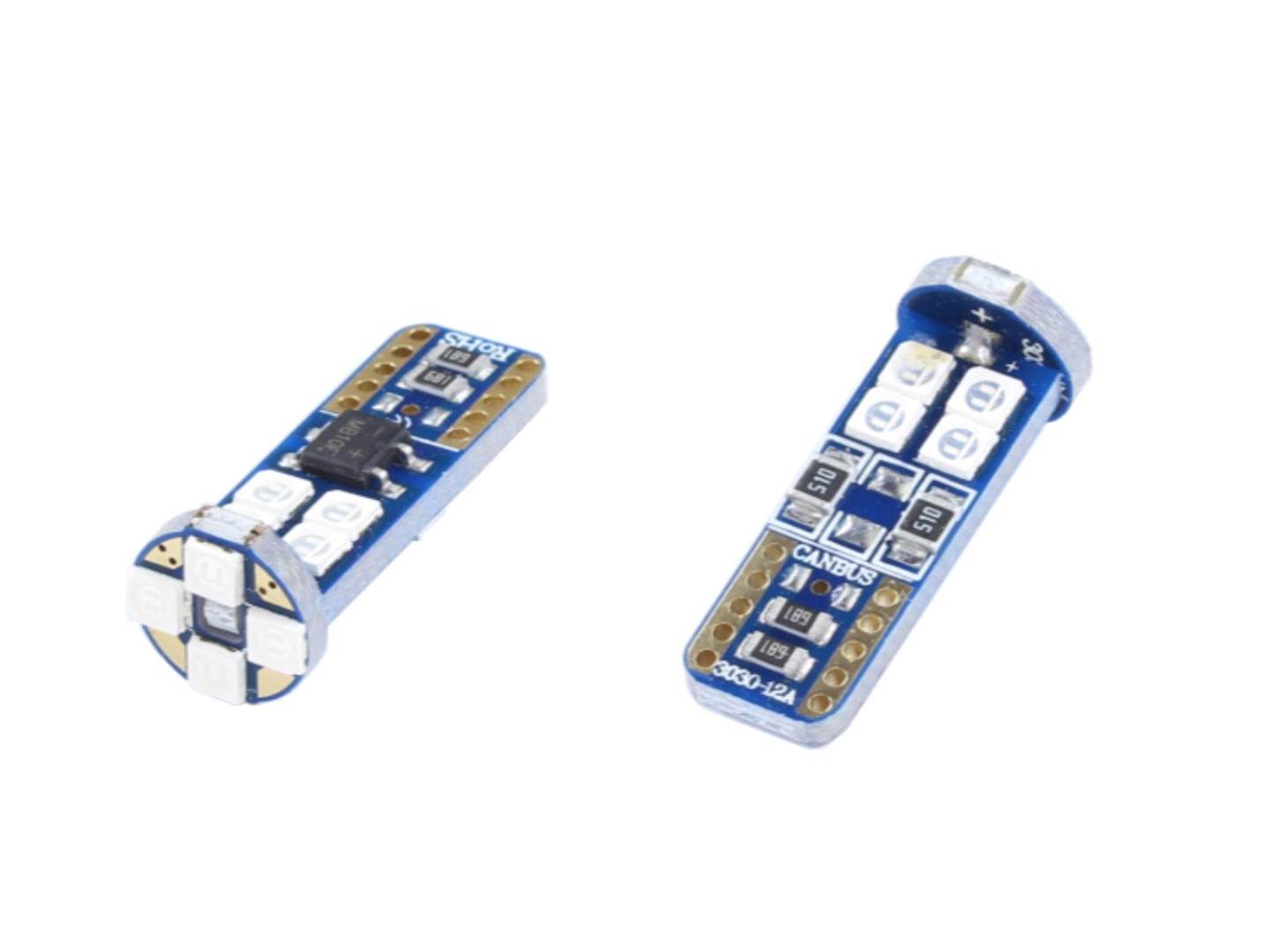 Żarówka 12v led t10-3030-12smd niebieska