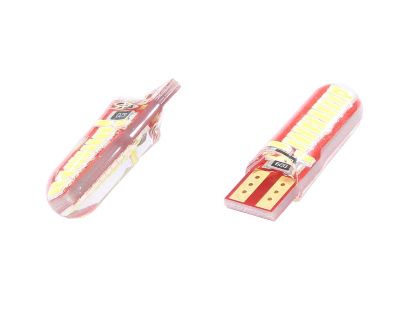 Żarówka 12v led t10-4014-24smd biała silikon