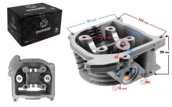 Głowica skuter 4t 50cc 139qmb bez zaworu recyrkulacji długie zawory
