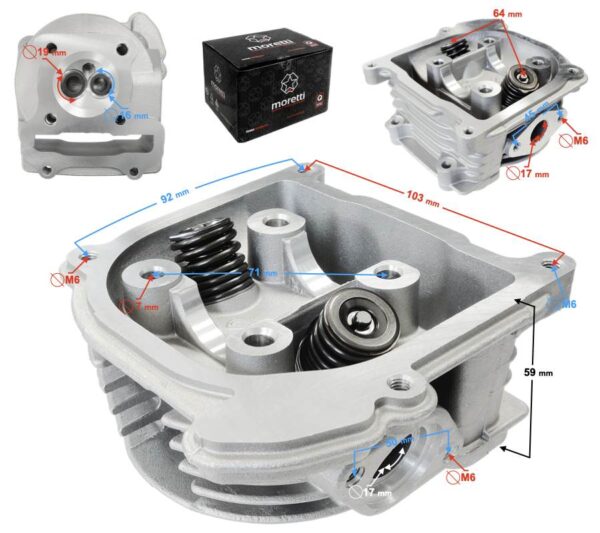 Głowica skuter 4t 80cc 139qmb krótkie zawory bez recyrkulacji
