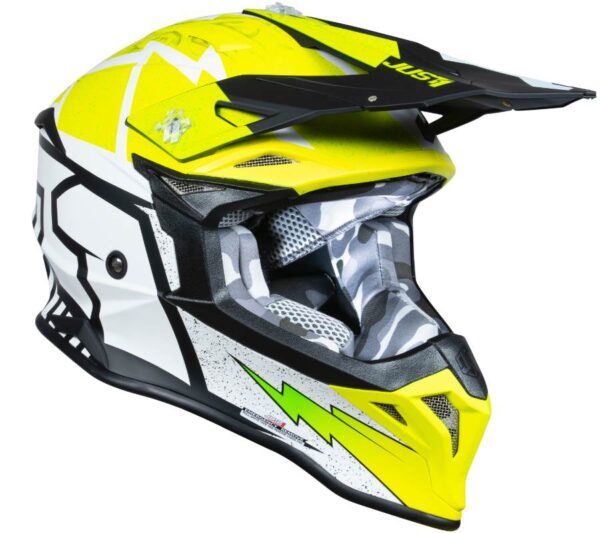 Kask just1 j39 poseidon black fluo yellow white matt xl - obrazek 2