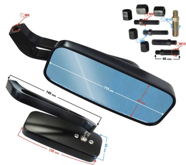Lusterka chopper cruiser m8 m10 uniwersalne bez homologacji