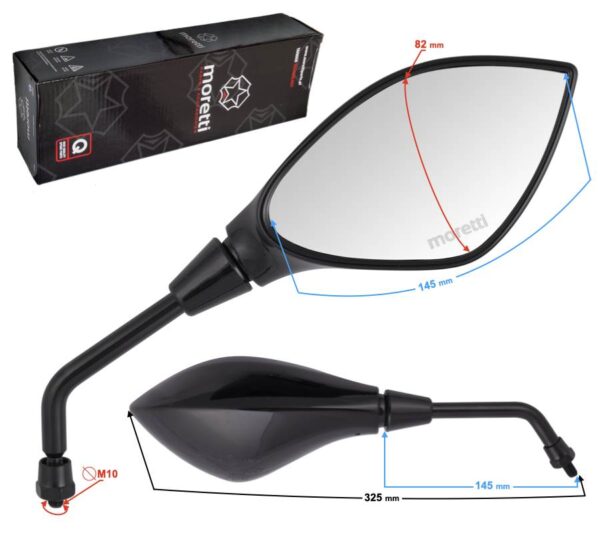 Lusterka r+r średnica gwintu 10mm mrt 1106 czarne z homologacją