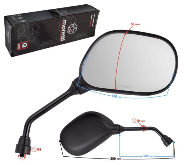 Lusterka l+r średnica gwintu 8mm skuter gtr z homologacją