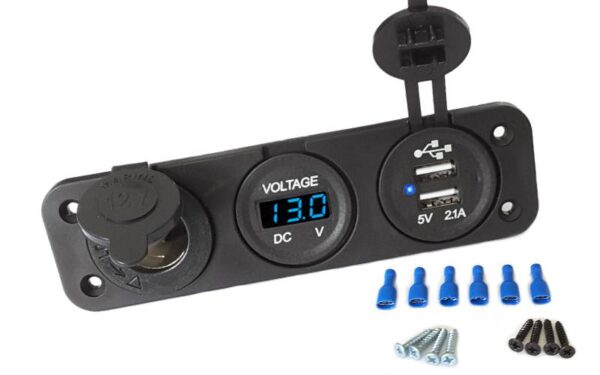 Gniazzapalniczki 12v usb woltomierz niebieski wyświetlacz