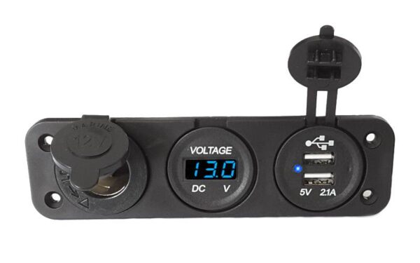 Gniazzapalniczki 12v usb woltomierz niebieski wyświetlacz - obrazek 3
