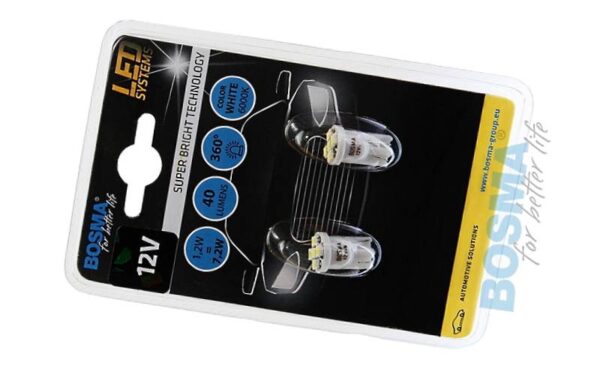 Żarówka bosma 12v 5*led smd3528 t10 white 6000k blister - obrazek 5