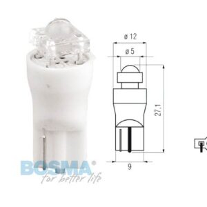 Żarówka bosma 12v 1*led standard t10 red diamond blister