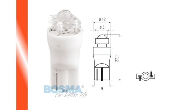 Żarówka bosma 12v 1*led standard t10 red diamond blister