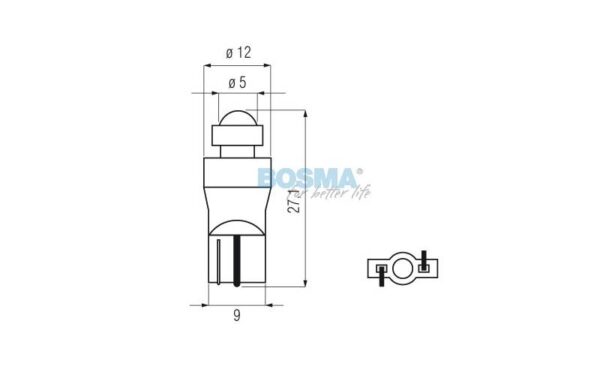 Żarówka bosma 12v 1*led standard t10 red diamond blister - obrazek 3