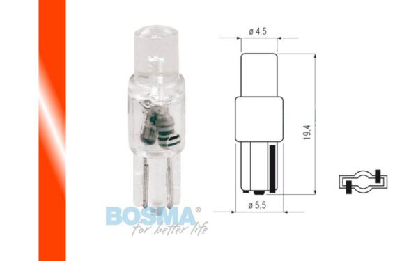 Żarówka bosma 12v 1*led standard t05 red wide viewing blister 4 szt