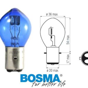 Żarówka bosma 12v 35/35w ba20d niebieska 6159