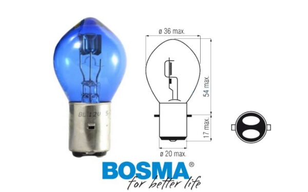Żarówka bosma 12v 35/35w ba20d niebieska 6159