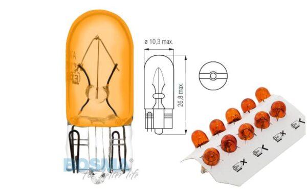Żarówka bosma 12v 5w t10 wy5w amber 1987 10 szt