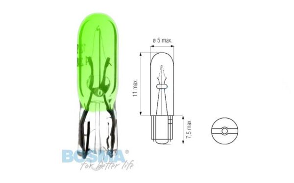 Żarówka bosma 12v 1,2w t05 green 4414 10 szt