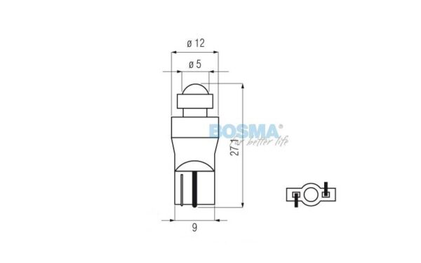 Żarówka bosma 12v 1*led standard t10 green diamond - obrazek 2