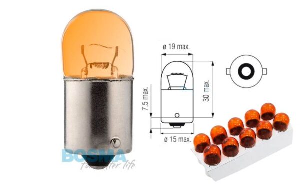 Żarówka bosma 12v 5w ba15s 18x37mm orange 6265 10 szt