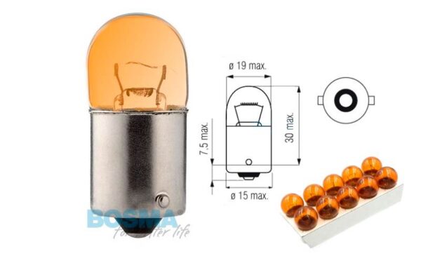 Żarówka bosma 12v 5w ba15s 18x37mm orange 6265 10 szt - obrazek 3