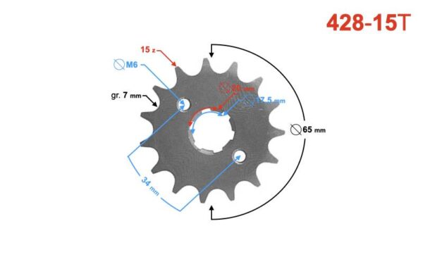 Zębatka zdawcza 15/428 tz125