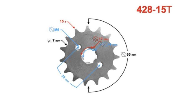Zębatka 428-15 z otworami