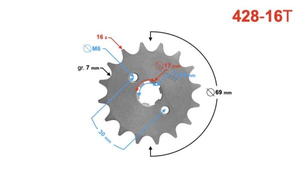 Zębatka 428-16 z otworami - obrazek 4
