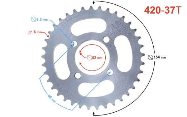 Zębatka tylna 37/420 cross 110