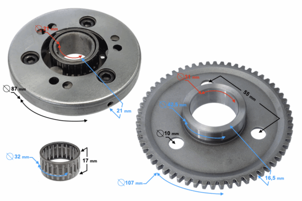 Bendix rozrusznika skuter 4t 125cc śr.22mm