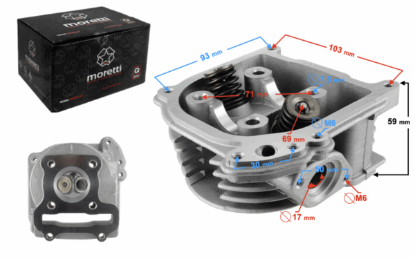 Głowica skuter 4t 60cc 139qmb długie zawory