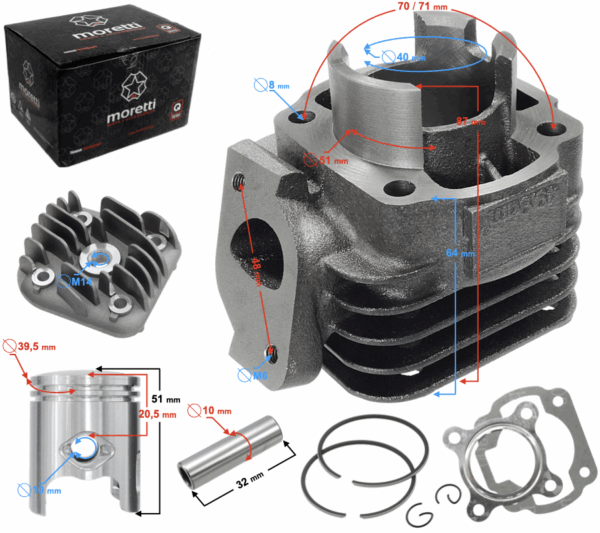 Cylinder i głowica skuter 2t 50cc 1pe40qmb sw.10mm