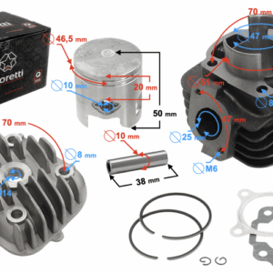 Cylinder i głowica skuter 2t 70cc 1pe40qmb sw.10mm