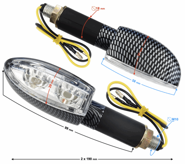 Kierunkowskazy uniwersalne mrt-046ledowe 12 diod smd kolor karbon e- mark
