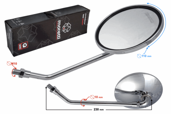Lusterka r+r motocyklu średnica gwintu 10mm z homologacją