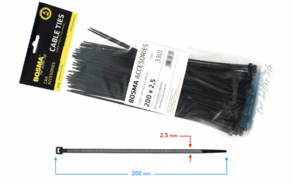 Opaska zaciskowa bosma 2,5*200 mm black 100 pcs 3301